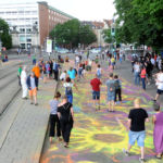 Kunsthappening AutofreieIsar auf der Ludwigsbrücke , 24.Juli 2019 , Copyright : Foto : Stephan Rumpf